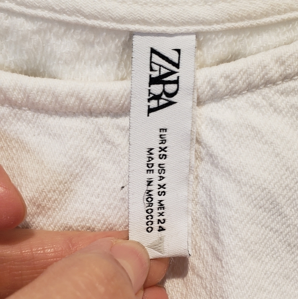 Zara White Cropped Drawstring Tee - Picture 3 of 5